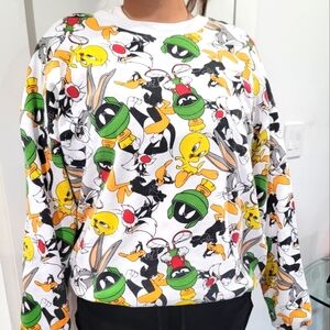 Looney Tunes Retro All Over Print Crew Neck Sweatshirt Size XXL
